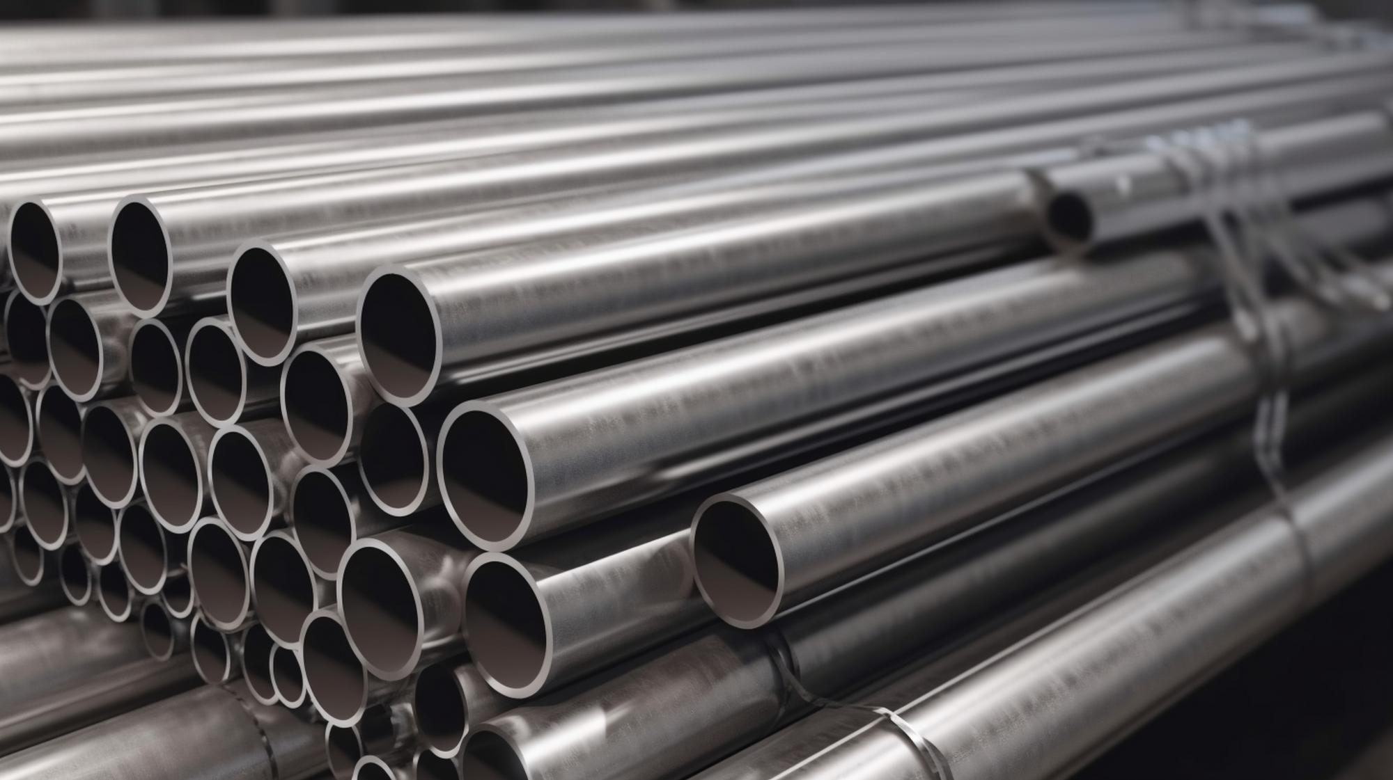 Rigid metal conduit bundled for commercial electrical distribution and industrial wiring.